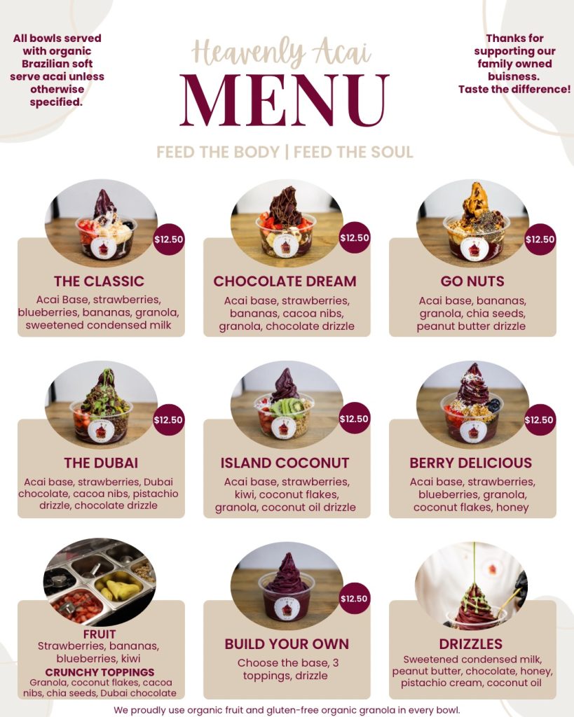 Menu Version 2 Heavenly Acai